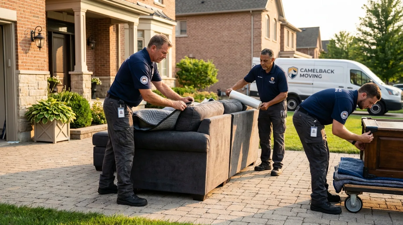 Large estate moving crew wrapping furniture in Grant Park, IL